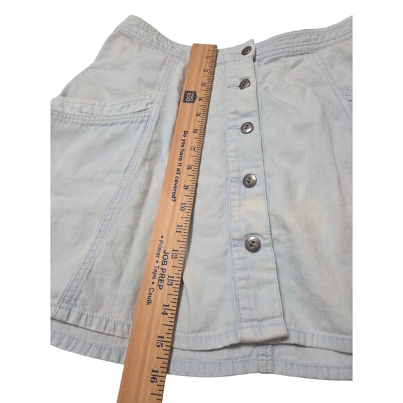 Free People Denim Mini Swing Skirt 6 Western Button Front Light Bleach Wash I13 - Picture 6 of 10